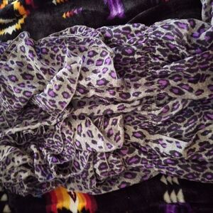 Purple and Gray Leopard Print Ruffled Skirt